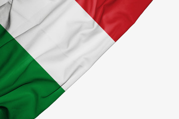 Obraz premium Italian flag of fabric with copyspace for your text on white background.