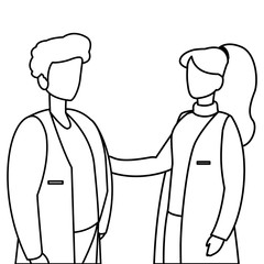 couple medicine workers with uniform characters