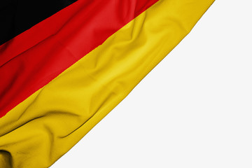 Germany flag of fabric with copyspace for your text on white background.