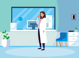 female medicine worker in clinic reception