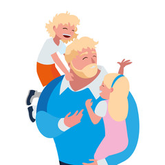 father with son and daughter characters