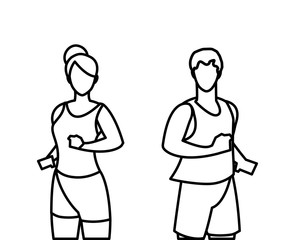 athletics couple running characters