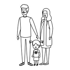 parents couple with daughter characters