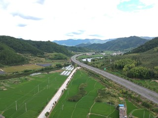 Rural & New Highway in China - Drone Shot