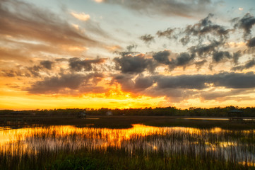 Sunset over the salt-marsh at Pawleys Island.