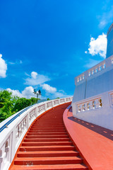 The stairs temple on blue sky background.