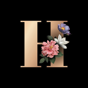 Floral letter H font