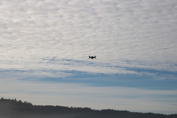 Drone Flying  Cloudy Sky Background 3