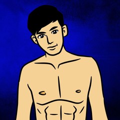 cartoon cute man on blue  background