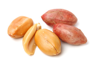 Peanuts on a white background