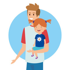 happy man with his cute daughter together