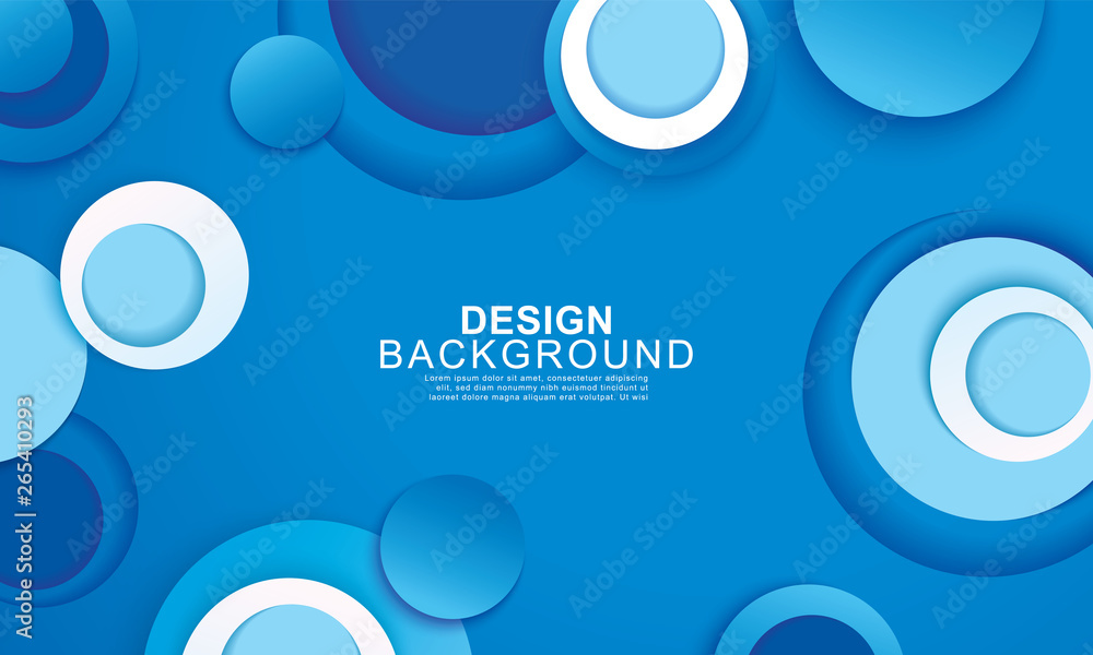 Poster paper layer circle blue abstract background. curves and lines use for banner, cover, poster, wallpap