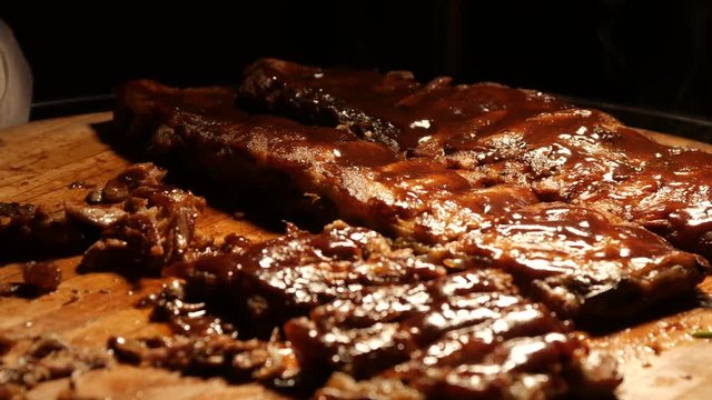 Close up of delicious bbq ribs