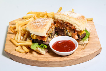 burger with french fries