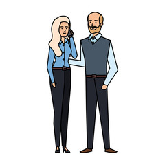 business couple calling with smartphone