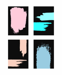 Set of vertical dark backgrounds with colored brush strokes. Sketch, grunge, watercolor, paint.