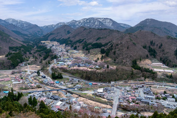 【山形山寺】山寺五大堂から見た春の景色