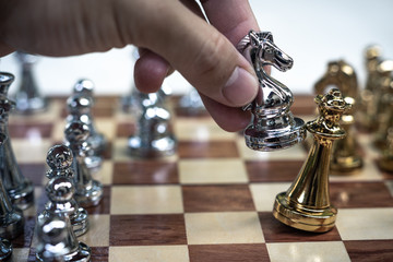 Chess board game, business competitive concept