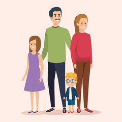 cute woman and man with son and daughter