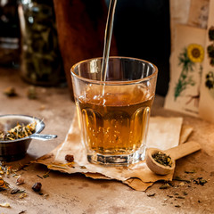 Pouring Herbal Tea