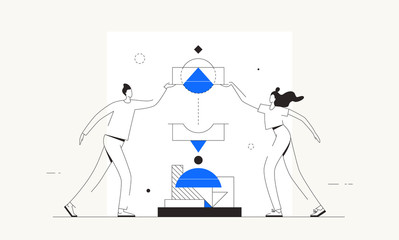 Man woman project teamwork partnership work vector