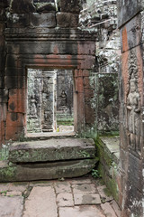Fototapeta na wymiar View of the Ta Prohm temple ruins in Siem Reap, Cambodia