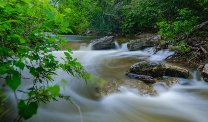 Obraz premium Small waterfall on Bull Creek Austin Texas spring
