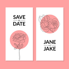 Save The Date, Wedding Invitation Card Template with Rose Flowers Vector Illustration