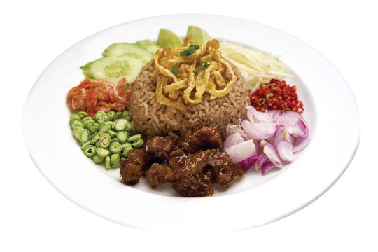 Thai Food - Rice Seasoned with Shrimp Paste Recipe - Image