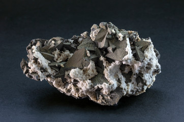 Tetrahedrite crystals from Casapalca, Peru. A copper antimony sulfosalt mineral that crystallizes...