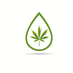 Cannabis oil drop icon with a marijuana leaf