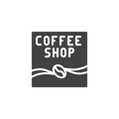 Coffee shop sign vector icon. filled flat sign for mobile concept and web design. Coffee beans shop glyph icon. Symbol, logo illustration. Pixel perfect vector graphics