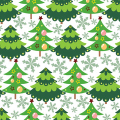 Beautiful Vector Christmas tree seamless pattern background. Perfect use for wallpaper, gift-wrap, fabric, scrap-booking and on many more surfaces on x-mas holidays.