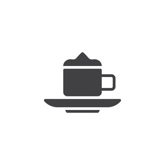 Cup of coffee with foam vector icon. filled flat sign for mobile concept and web design. Coffee Latte or Cappuccino glyph icon. Symbol, logo illustration. Pixel perfect vector graphics
