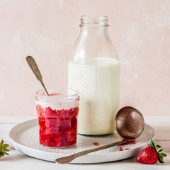 Crushed Strawberries with Milk