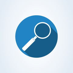 Magnifying glass or search icon, flat vector graphic on isolated background