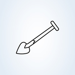 Shovel Icon. line art. Gardening Vector Illustration. Construction Equipment Sign