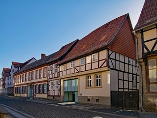 In der Altstadt von Quedlinburg im Harz in Niedersachsen, Deutschland