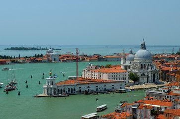 Venice, view of grand canal and basilica of santa maria della salute. Italy.