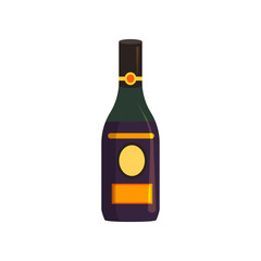Cognac cartoon illustration. Bottle with blank label. Alcohol concept. Vector illustration can be used for topics like bar menu, liquor, whiskey, wine