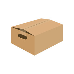 Storage box cartoon illustration. Paper package with hand holes. Cardboard box concept. Vector illustration can be used for topics like packaging, file storage, moving