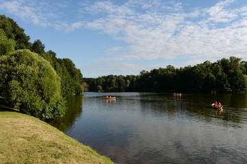 Pond in the Moscow Park "Tsaritsyno" summer day.