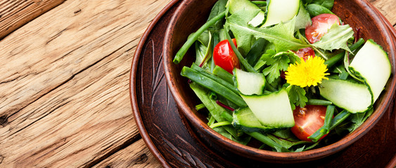 Spring salad with dandelions