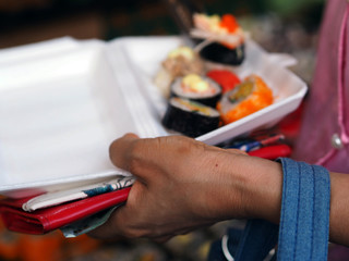 Japanese Food on wood table.