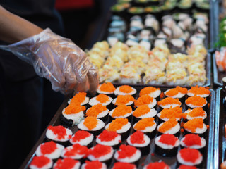 Japanese Food on wood table.