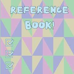 Handwriting text Reference Book. Conceptual photo book to be consulted for information on specific matters Obtuse Triangle Shape Forming Blurry Mosaic and Stained Glass Pattern Style