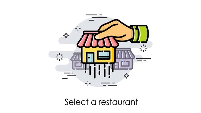 Cartoon animation. Order process and food delivery concept. How to order. Modern and simplified vector illustration.
