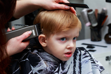 The little boy in the barber shop