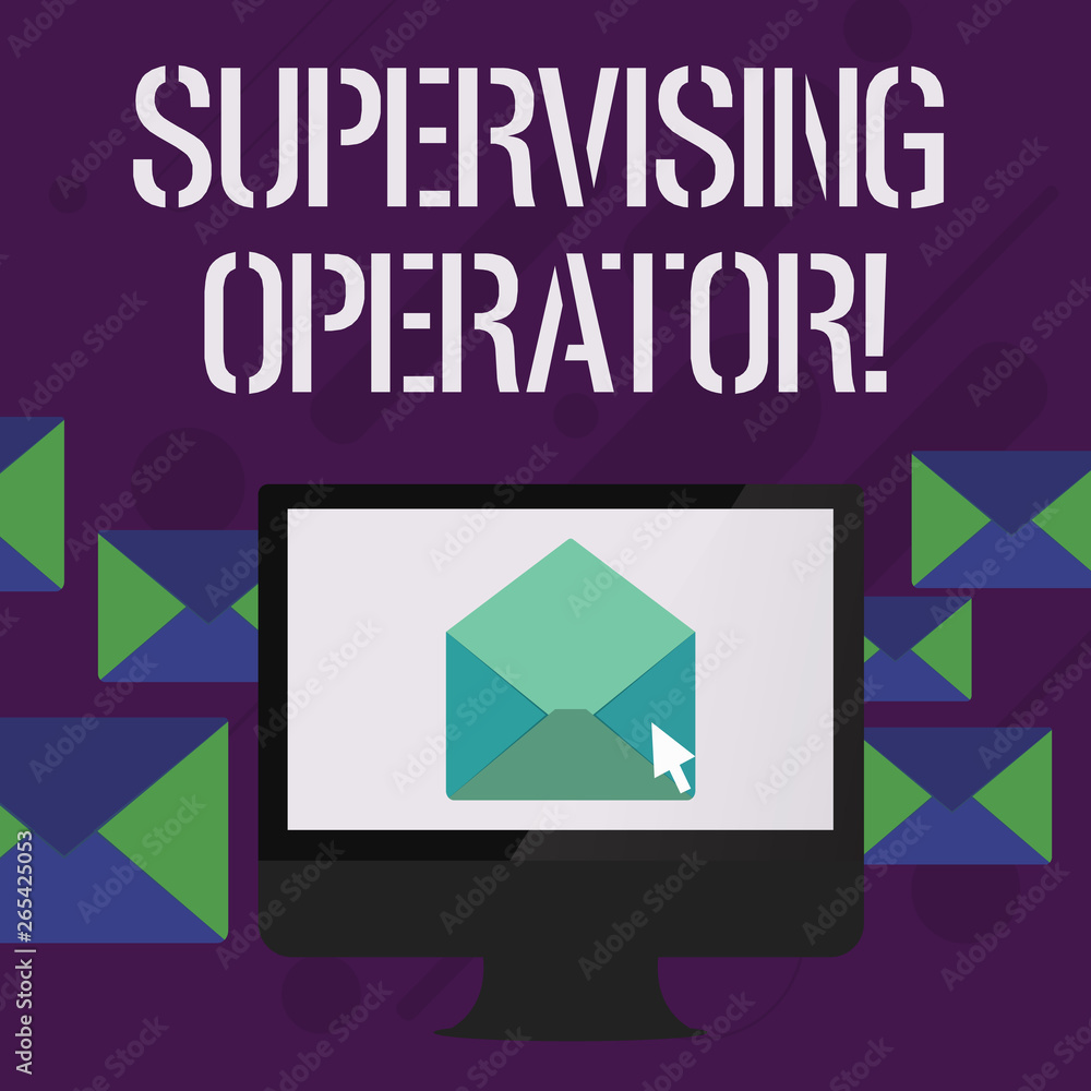 Poster writing note showing supervising operator. business concept for monitoring and coordinating the plan