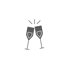 toasting glasses vector icon concept, design isolated on white background
